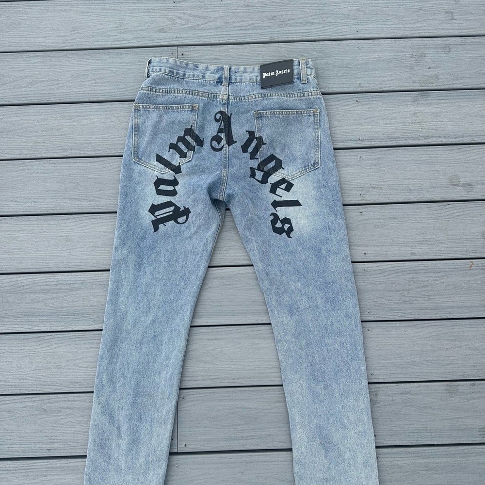 Palm Angels Denim Jeans with Black Lettering